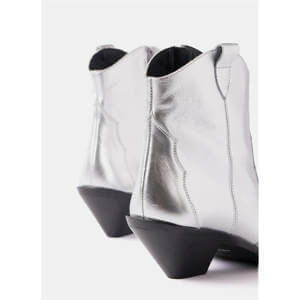 Mint Velvet Silver Leather Ankle Boots